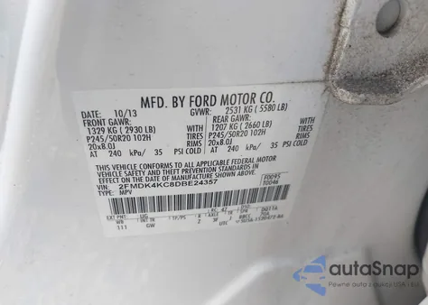 2013 Ford Edge Limited из США, поврежденный, VIN 2FMDK4KC8DBE24357